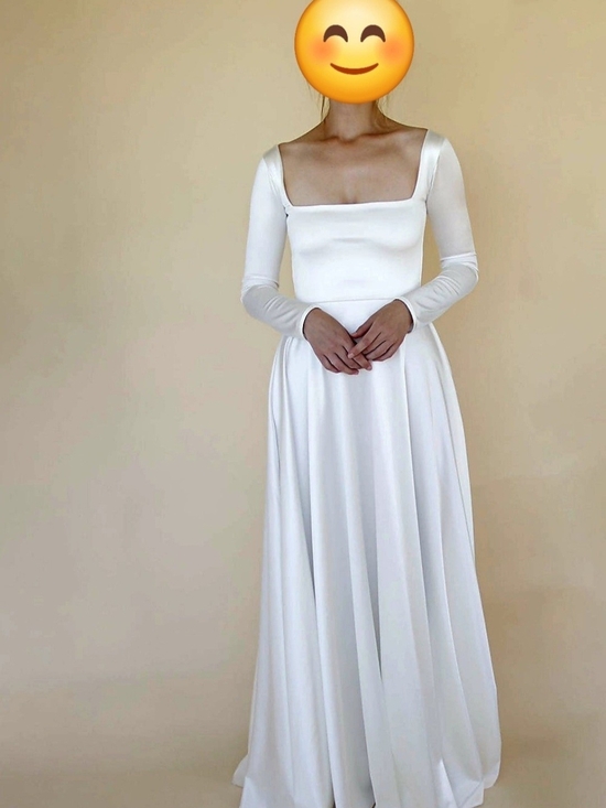 Blush Dresses & Skirts - Blush Boutique Custom Elegant White Long Sleeve Square Neck Wedding Dress
